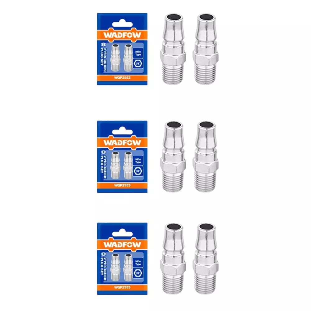 Wadfow 2 Pcs Each Quick Plug Air Adapter Set Nitto Type 1/4 inch (6.35 mm) Drive Size and Stainless Steel Body, WQP2953 (Set of 3)