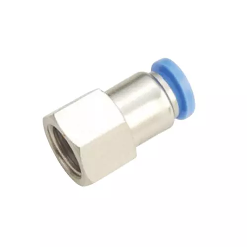 INTECO Female Connector Brass 6 mm OD 12.7 mm (1/2 Inch) Thread, PCF 06-04 (Pack of 100)