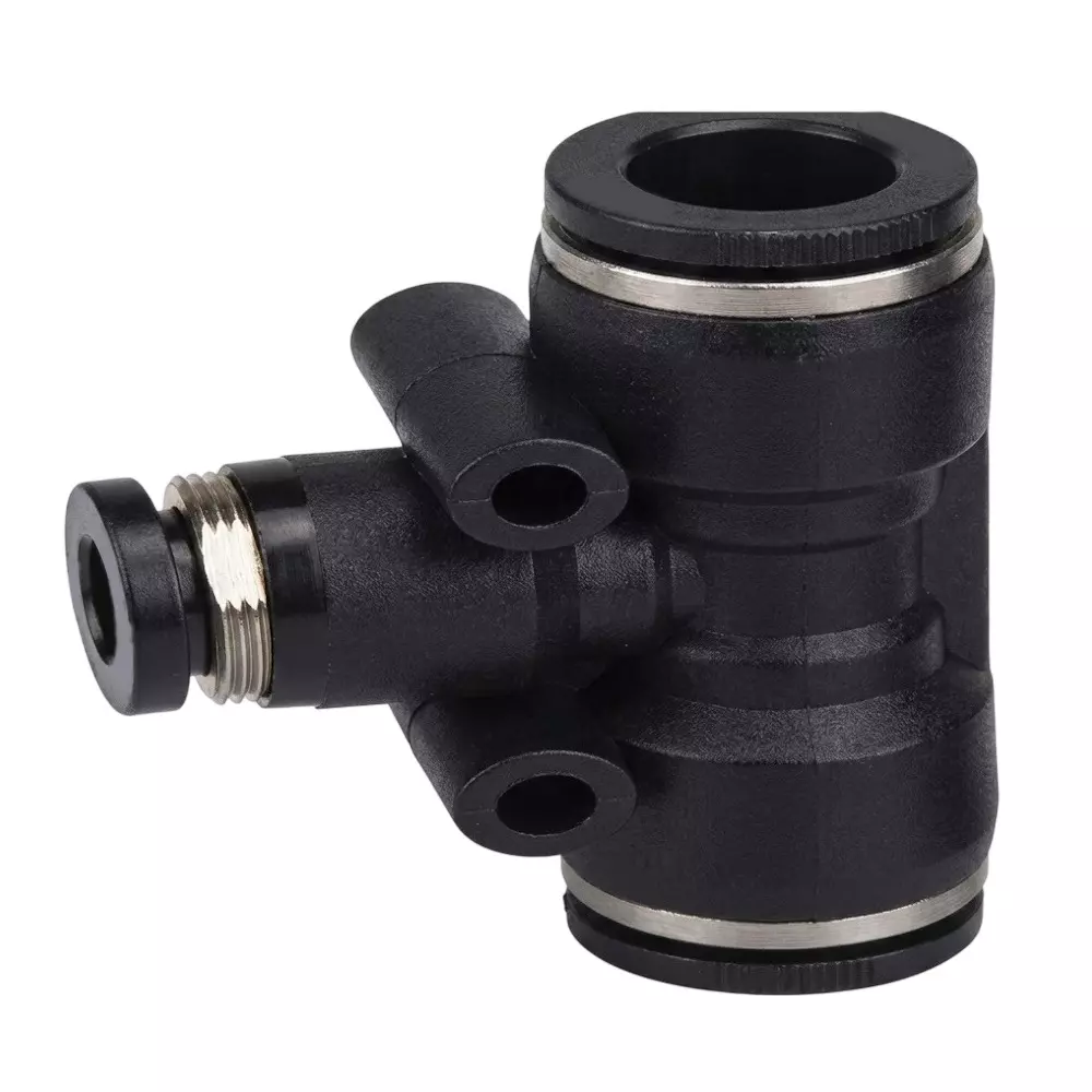 RTQD PGT Series Unequal Tee Black Cap Heavy Fitting, Size 8-8-6 mm for Pneumatics Application
