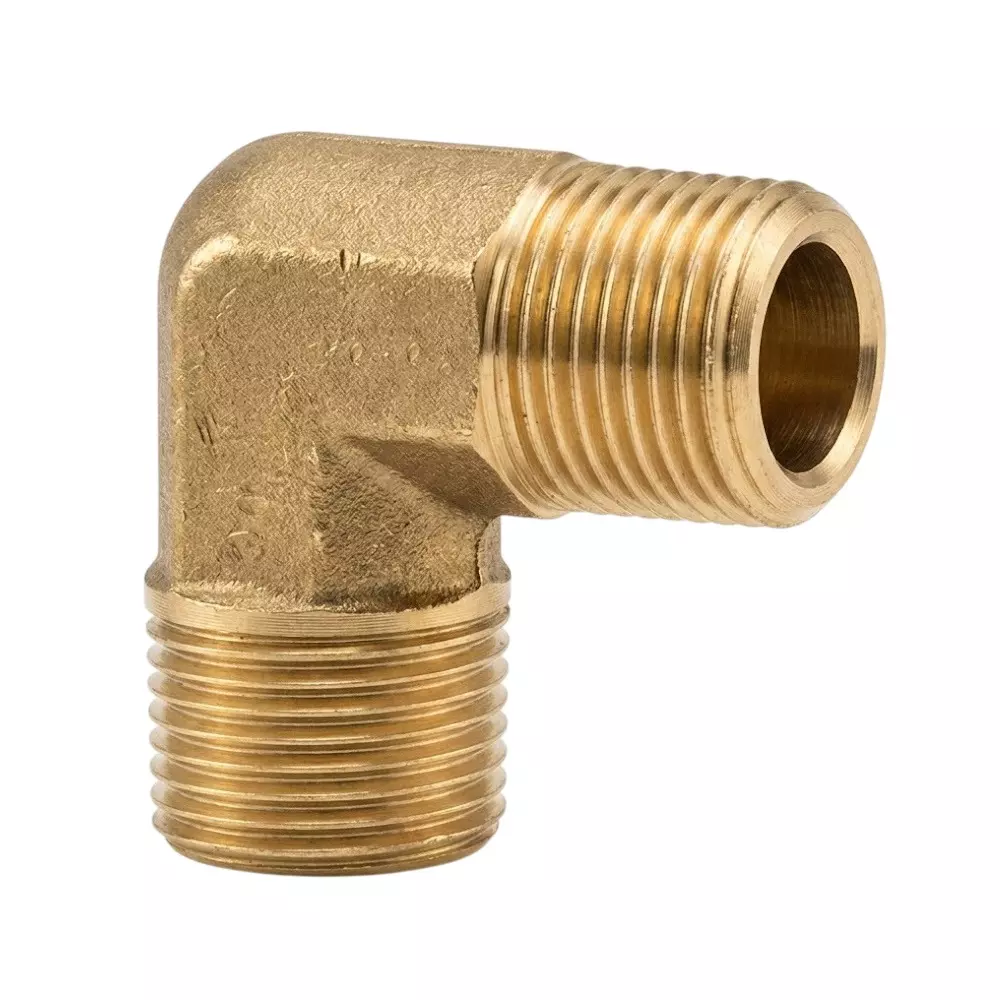 RTQD Brass Male Elbow Fitting Golden Color, Size 1/2 inch (12.7 mm) for Pneumatics & Automotives