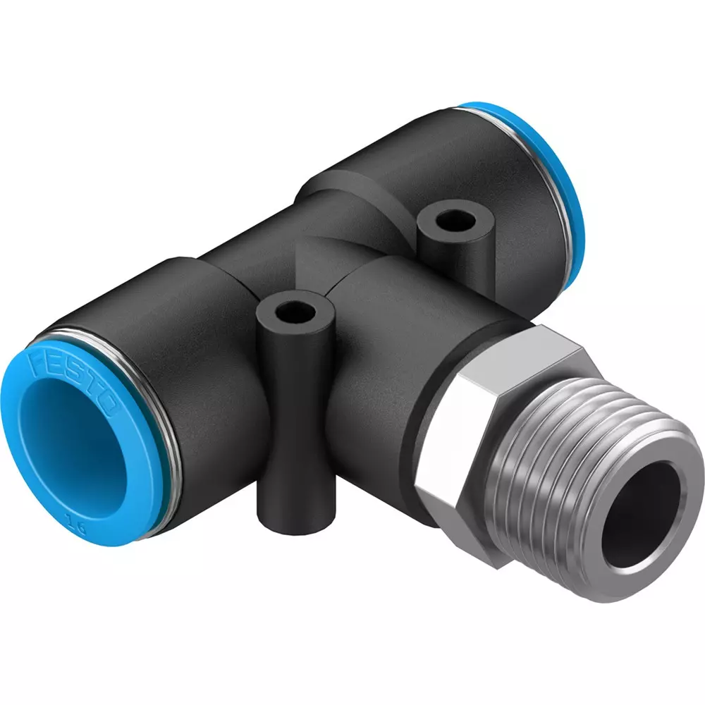 FESTO Push-in T-Fitting PBT Housing Material 13 mm Nominal Size, QST-1/2-16 (Pack of 10)