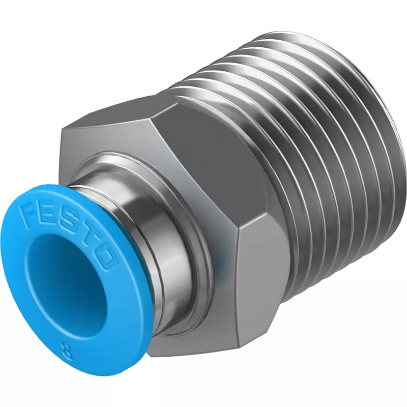 FESTO Push-in Fitting Brass, Nickel-Plated Housing Material 7 mm Nominal Size, QS-3/8-8-50 (Pack of 10)