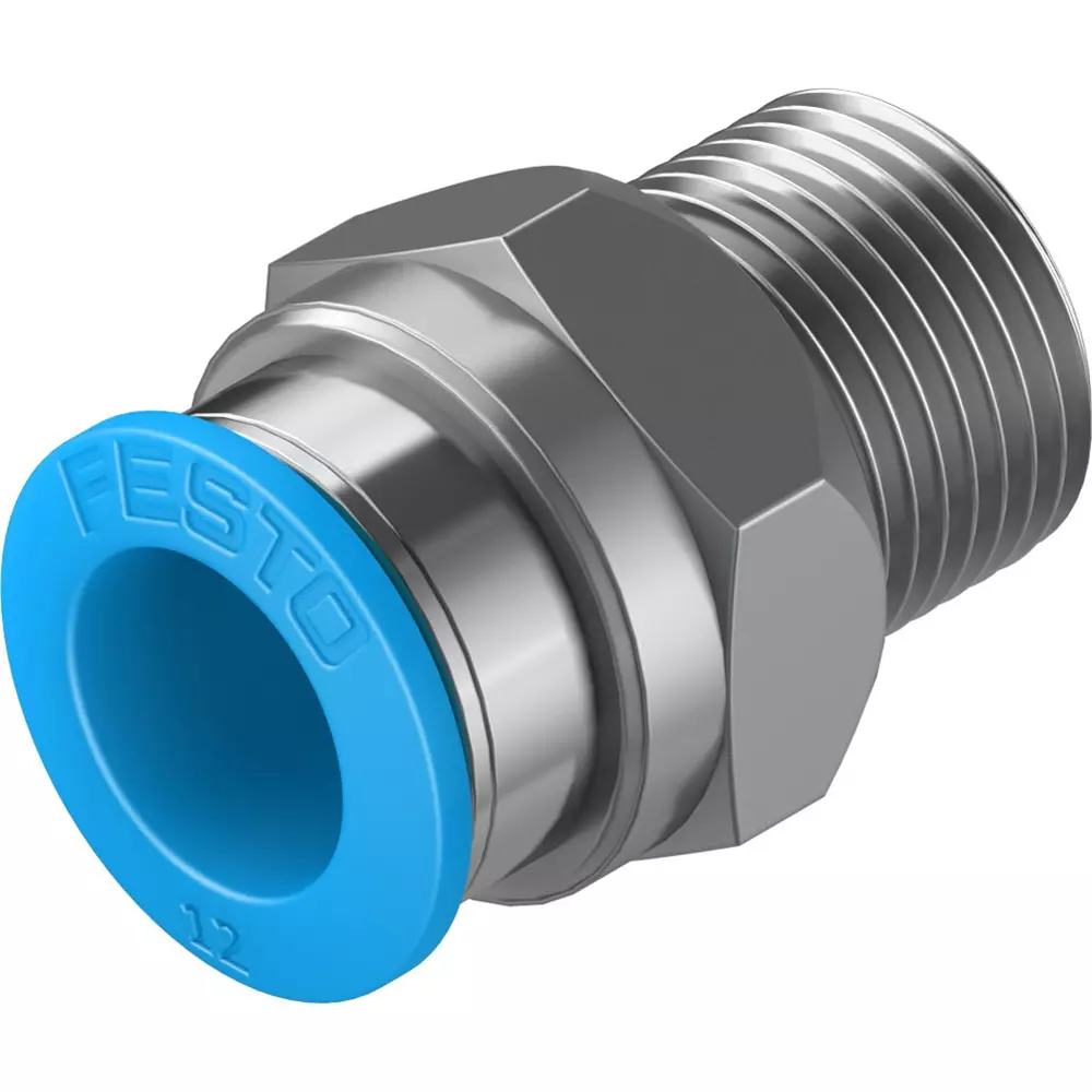 FESTO Push-in Fitting Brass, Nickel-Plated Housing Material 11 mm Nominal Size, QS-3/8-12-20 (Pack of 10)