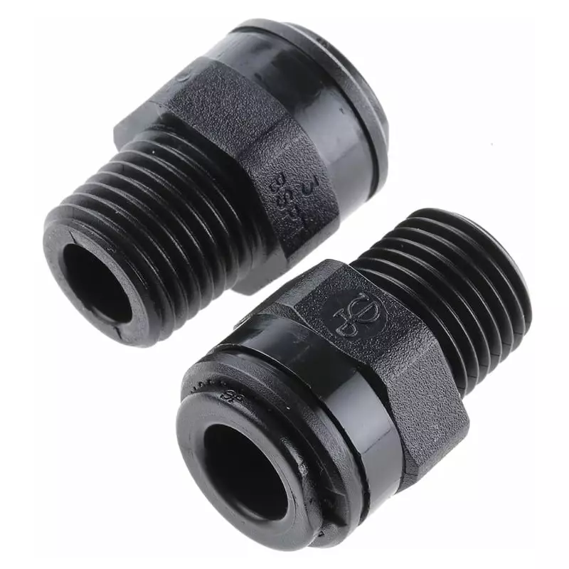 John Guest PM Series Straight Threaded Adaptor R 1/4 Male to Push In 8 mm Threaded-to-Tube Connection Style, PM010802E (Pack of 5)