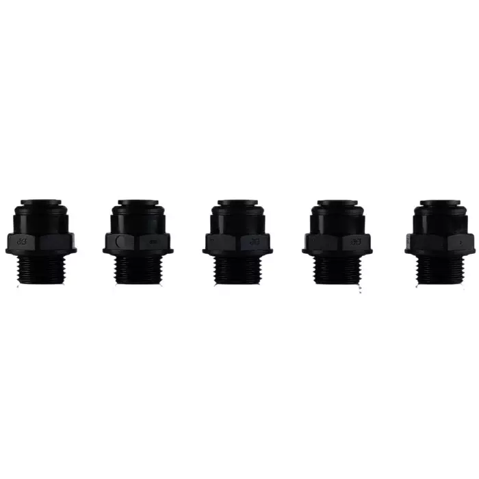 John Guest PM Series Straight Threaded Adaptor Push In 12 mm to G 1/2 Male Threaded-to-Tube Connection Style, PM011214E (Pack of 5)