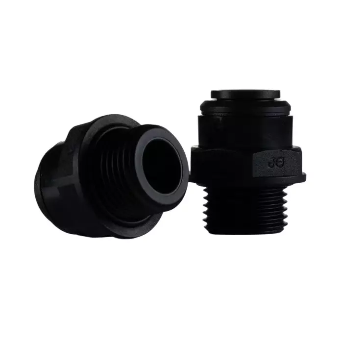 John Guest PM Series Straight Threaded Adaptor Push In 12 mm to G 1/2 Male Threaded-to-Tube Connection Style, PM011214E (Pack of 5)