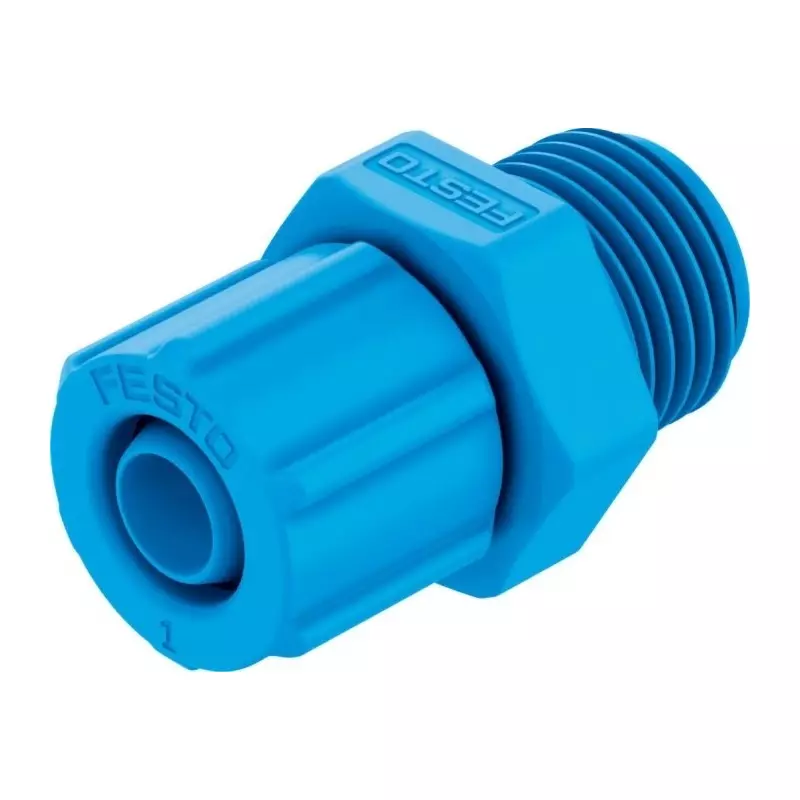Festo Straight Fitting CK G 3/8 Male Connector A Threaded-to-Tube, CK-3/8-PK-9-KU (Bag of 10 Pcs)