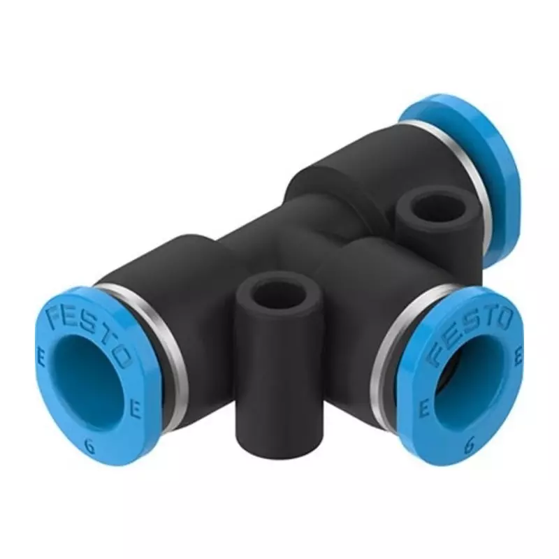 Festo Tee Tube-to-Tube Adaptor NPQE-T Push In 6 mm Connector A Push-in, NPQE-T-Q6-E-F1A-P10