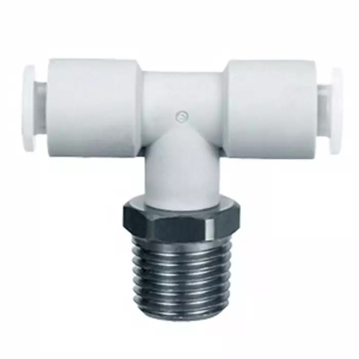 SMC KG Series Branch Tee, 4 mm to R 1/8 Male, Threaded-to-Tube Connection Style, KGT04-01S (Pack of 2 )