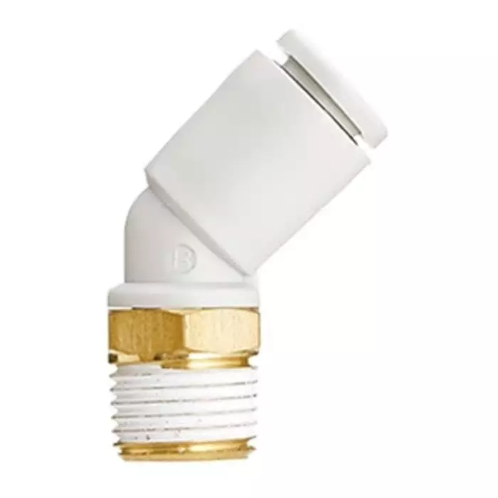 SMC KQ2 Series Elbow Fitting, 8 mm to Uni 1/4, Threaded-to-Tube Connection Style, KQ2K08-U02A (Pack of 10 )