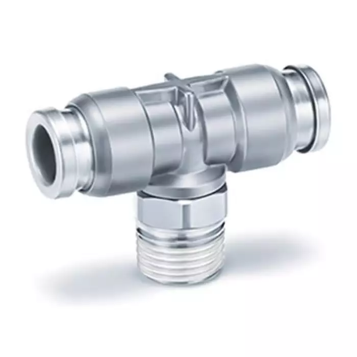 SMC KQB2 Series Branch Tee, 6 mm to R 1/4 Male, Threaded-to-Tube Connection Style, KQB2T06-02S
