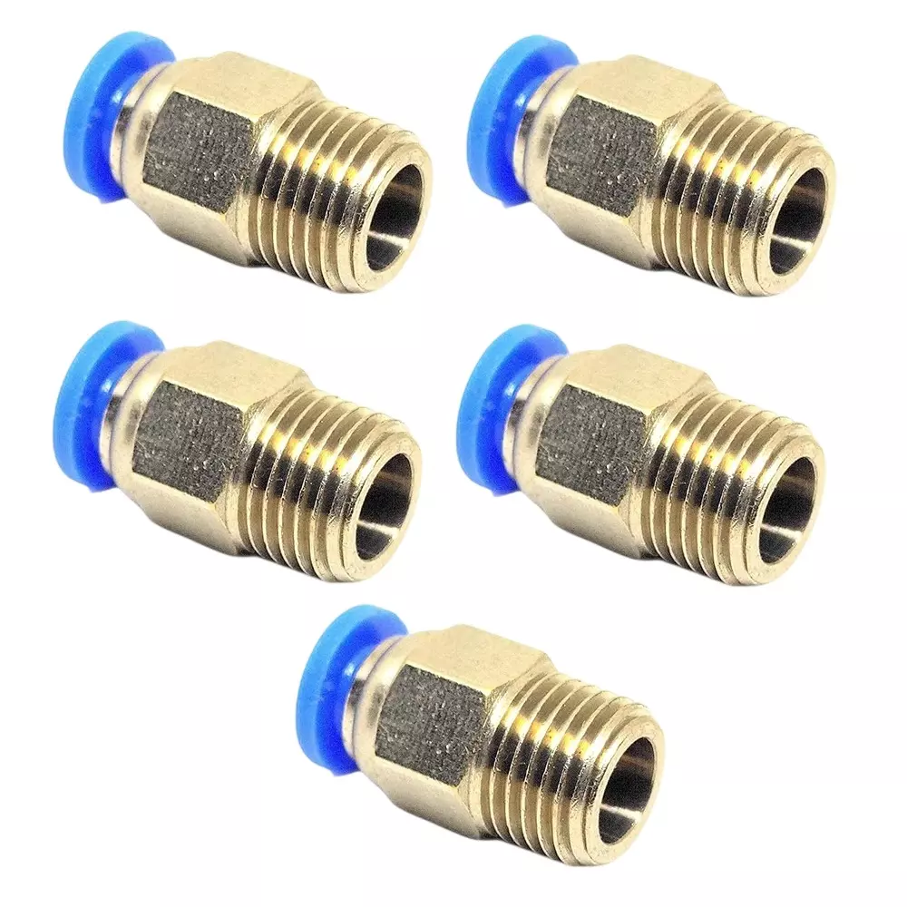 Invento Pneumatic Push Fitting Connector M10 (10 mm) Thread Size for 4 mm OD Polyurethane or Nylon Tube, PC4-M10 (Pack of 5 Pcs)
