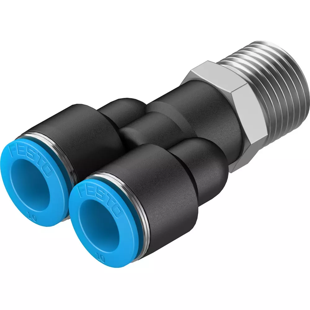 FESTO Push-in Y-Fitting PBT Housing Material 7.8 mm Nominal Size, QSY-1/2-10 (Pack of 10)