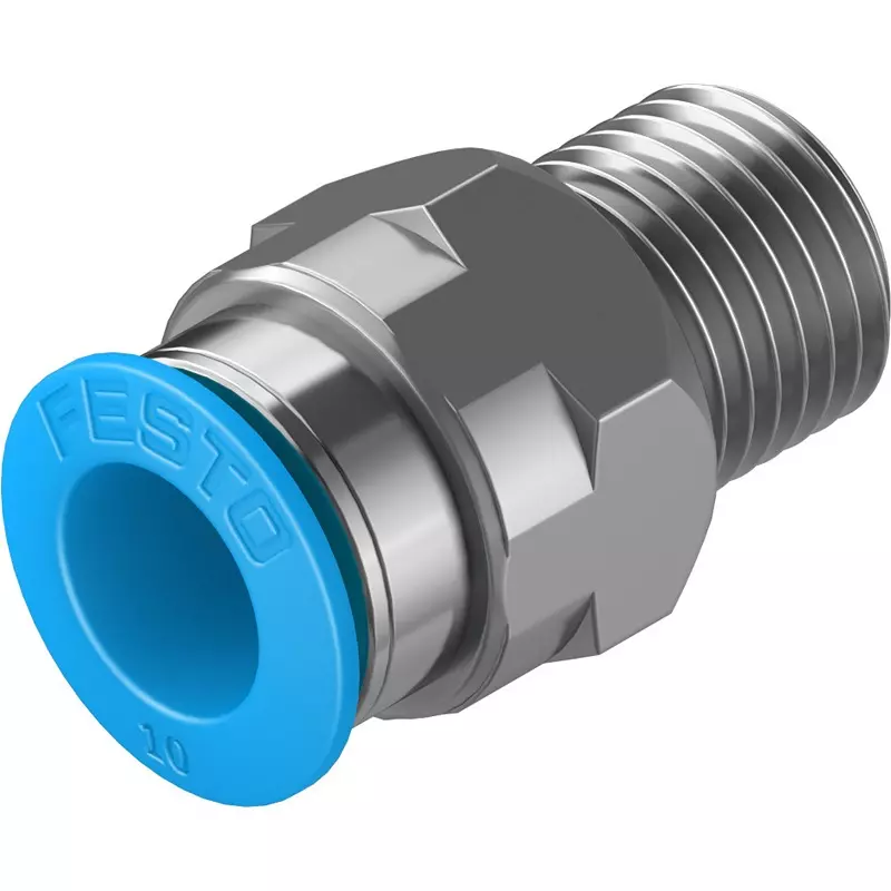 FESTO Push-in Fitting Brass, Nickel-Plated Housing Material 8.5 mm Nominal Size, QS-1/4-10-50 (Pack of 10)