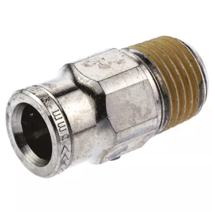 Norgren Threaded Adaptor PNEUFIT Series Straight R 1/4 male to Push In 8 mm Threaded-to-Tube Connection Style, 101250828 (Pack of 5)