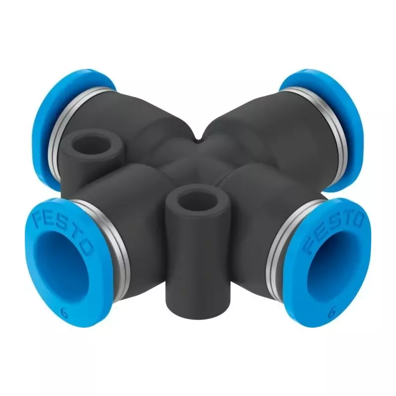 Festo Cross Tube-to-Tube Adaptor QS Push In 6 mm Connector A, QSMX-6 (Bag of 10 Pcs)