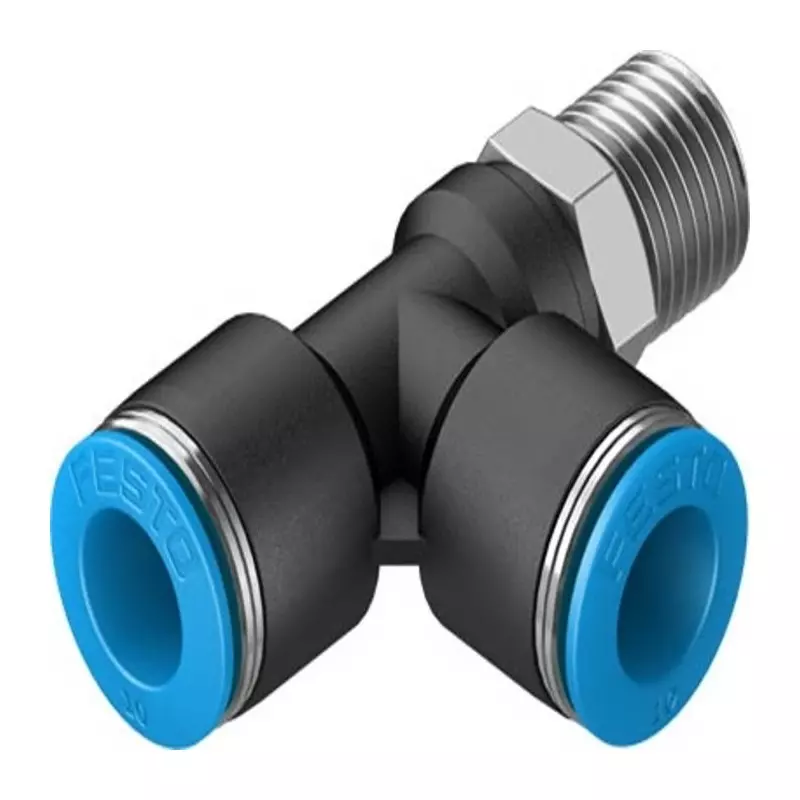 Festo T Fitting QSTL R 1/4 Male Connector A Threaded-to-Tube, QSTL-1/4-10 (Bag of 10 Pcs)