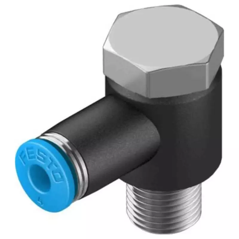 Festo Elbow Threaded Adaptor R 1/4 Male Connector A Threaded-to-Tube, QSLV-1/8-4-100 (Bag of 100 Pcs)