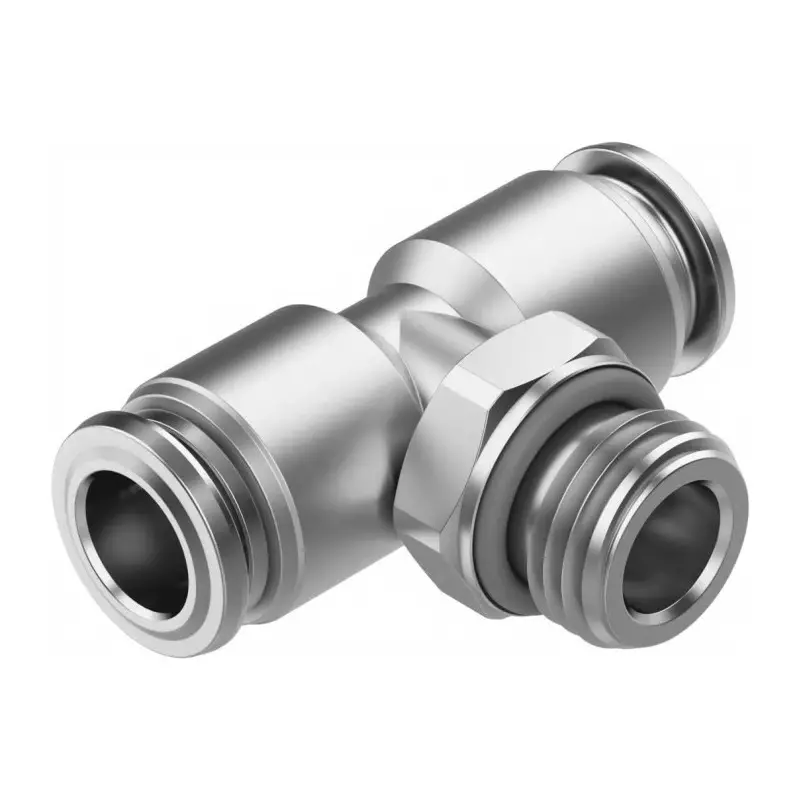 Festo T Fitting NPQR G 1/4 Male Connector A Threaded-to-Tube, NPQR-T-G14-Q8