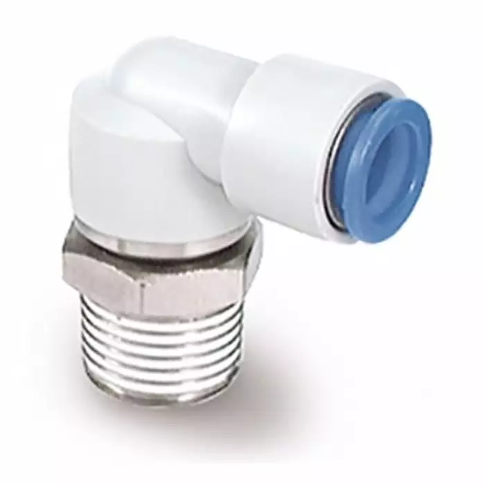 SMC KSL Series Elbow Fitting, 8 mm to R 3/8 Male, Threaded-to-Tube Connection Style, KSL08-03S