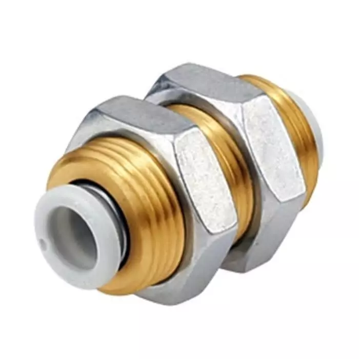 SMC KQ2 Series Bulkhead Union, Push In 3/8 in to Push In 3/8 inch, Threaded-to-Tube Connection Style, KQ2E11-00A