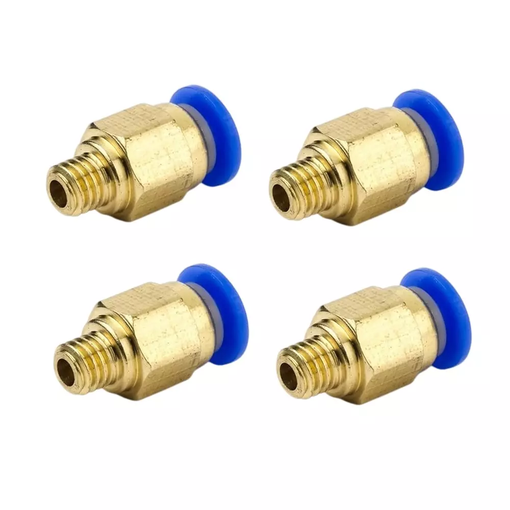 Invento Threaded Pneumatic Fitting Connector 1 HP M6 Thread Size for 4 mm OD Tube, PC4-M6 (Pack of 4 Pcs)