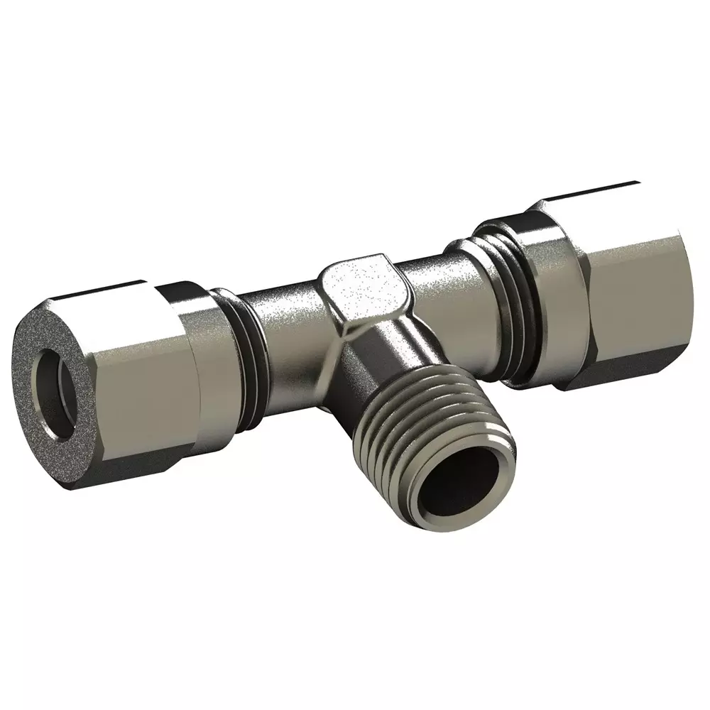 RS PRO Pneumatic Tee Threaded-to-Tube Adapter 1/4 Inch 6 mm Male Swivel Branch Tee, 2312722 (Pack of 2 Pcs)