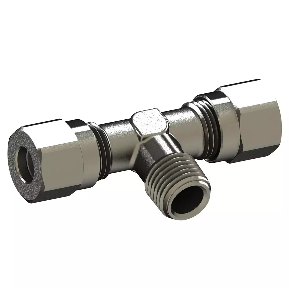 RS PRO Pneumatic Tee Threaded-to-Tube Adapter 1/4 Inch 8 mm Male Swivel Branch Tee, 2312724 (Pack of 2 Pcs)