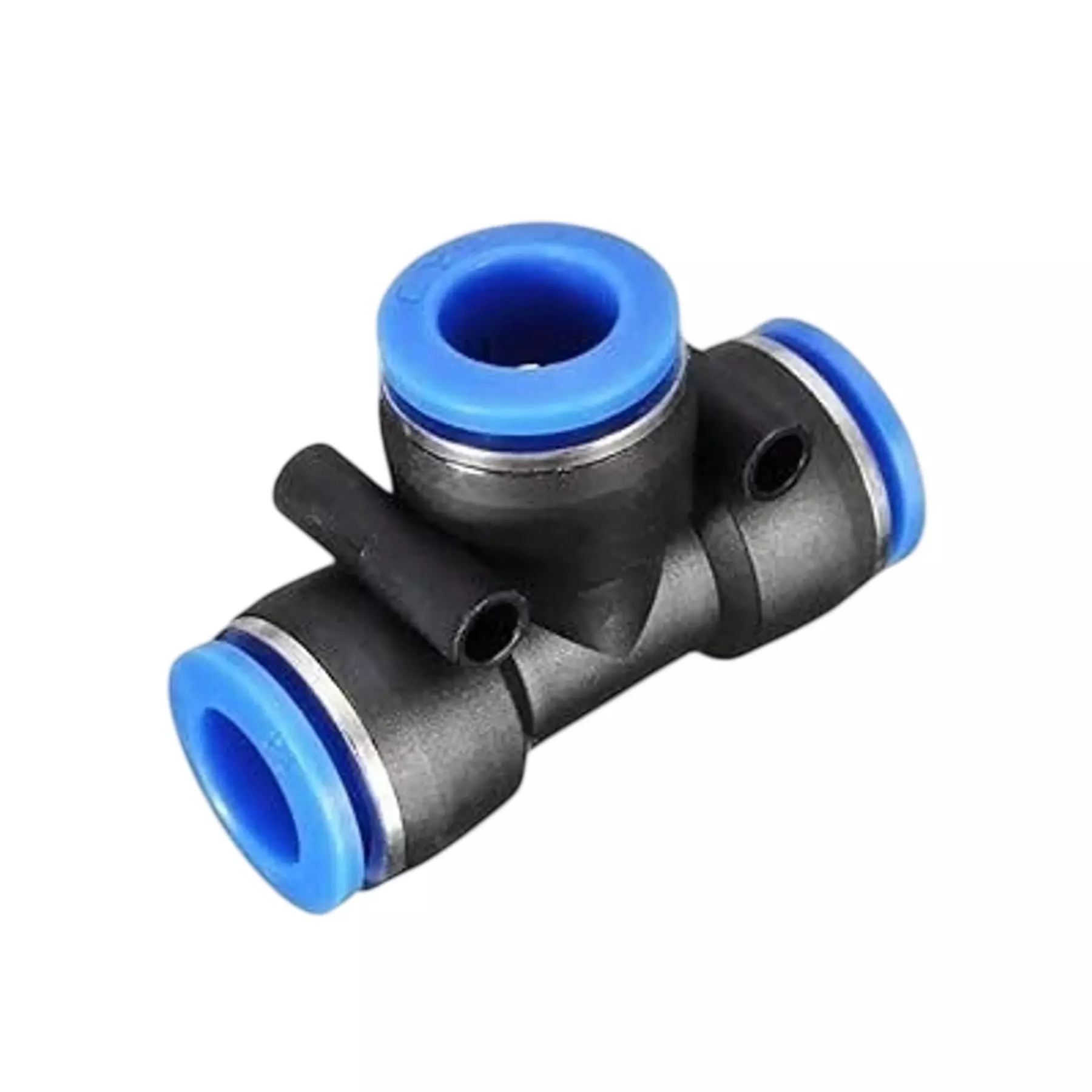 SMSN Equal Union Tee SPE (PUT) 12 mm Diameter Brass With Chrome Platted Sleeve color Blue