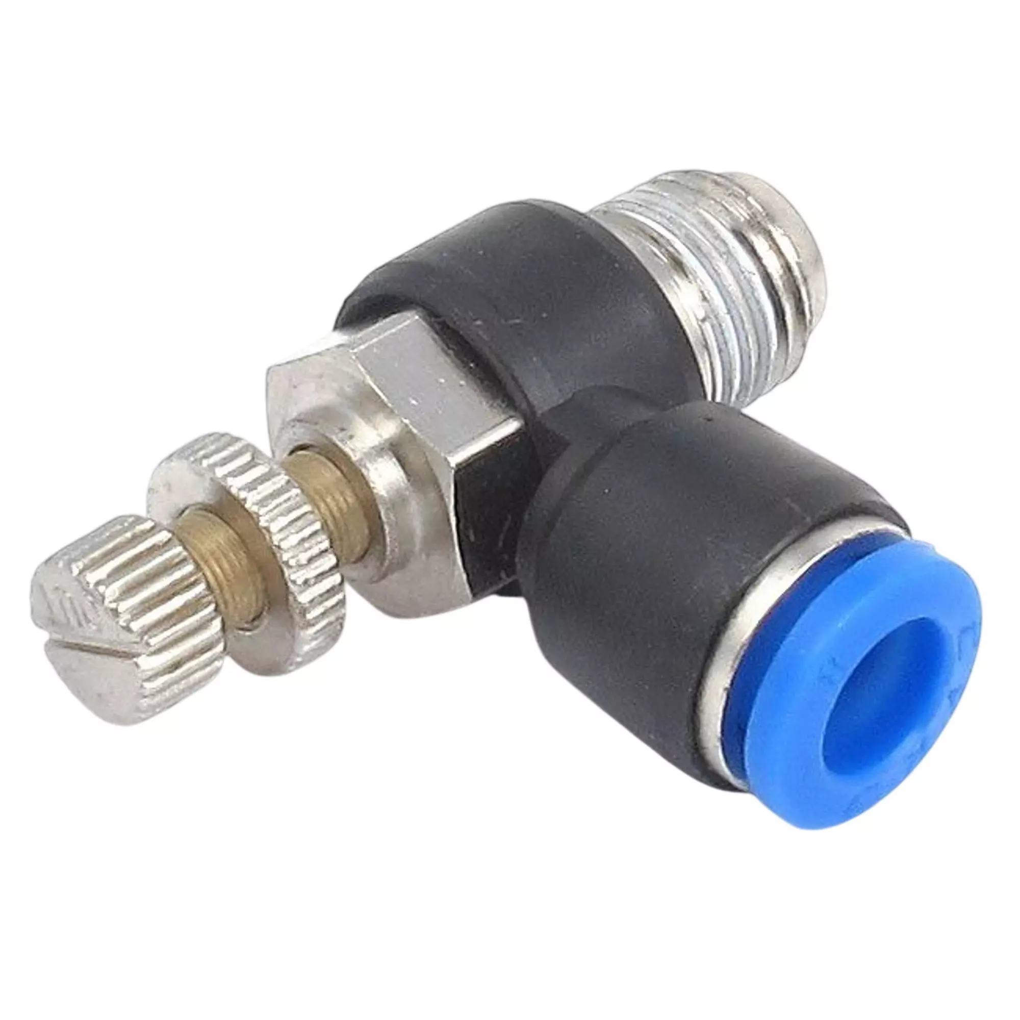 SMSN Flow Control Elbow JSC (NSC) 6 mm Outside Diameter 02(1/4) Thread Size Brass With Chrome Platted