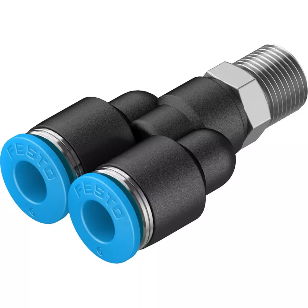 FESTO Push-in Y-Fitting PBT Housing Material 4.2 mm Nominal Size, QSY-1/8-6 (Pack of 10)