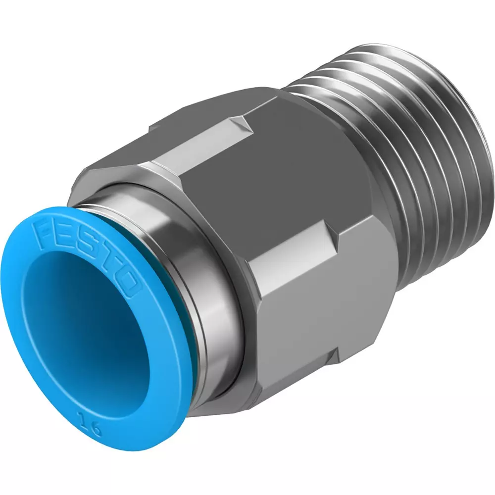 FESTO Push-in Fitting Brass, Nickel-Plated Housing Material 13 mm Nominal Size, QS-1/2-16-20 (Pack of 10)