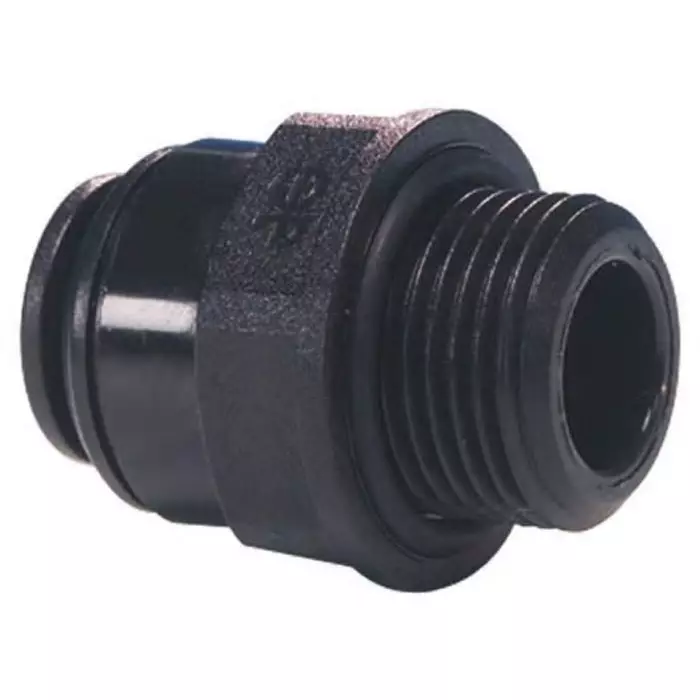 John Guest PM Series Straight Threaded Adaptor G 1/4 Male to Push In 4 mm Threaded-to-Tube Connection Style, PM010412E (Pack of 5)