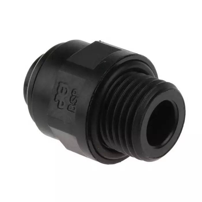 John Guest PM Series Straight Threaded Adaptor G 1/4 Male to Push In 6 mm Threaded-to-Tube Connection Style, PM010612E (Pack of 5)