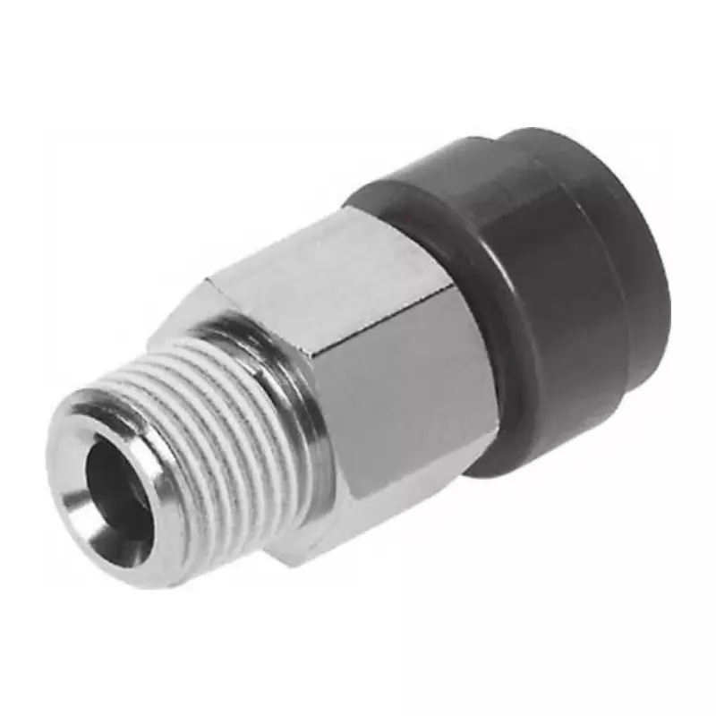 Festo Straight Threaded Adaptor R 1/8 Male Connector A Threaded-to-Tube, QS-V0-1/8-8 (Bag of 10 Pcs)