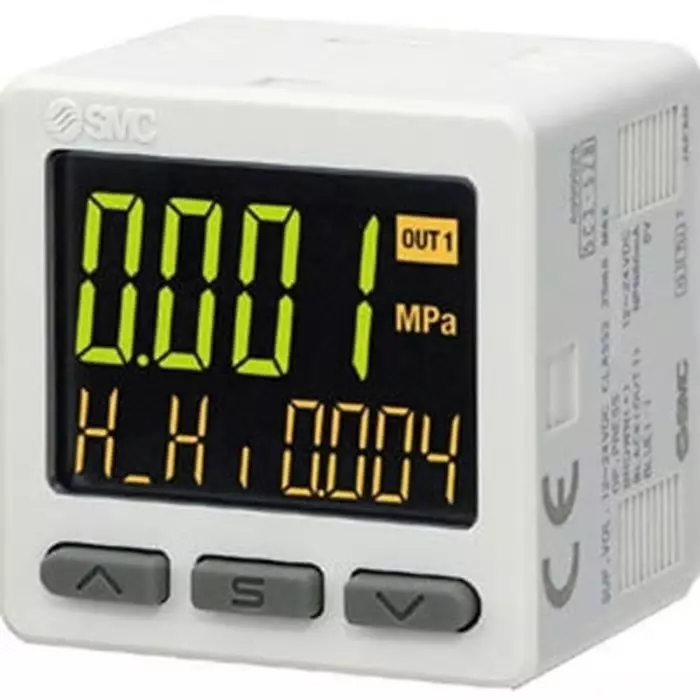 SMC PNP Open Collector 1 Output Pressure Switch, R 3/8 -101kPa to 0 bar, ZSE20-N-01-L