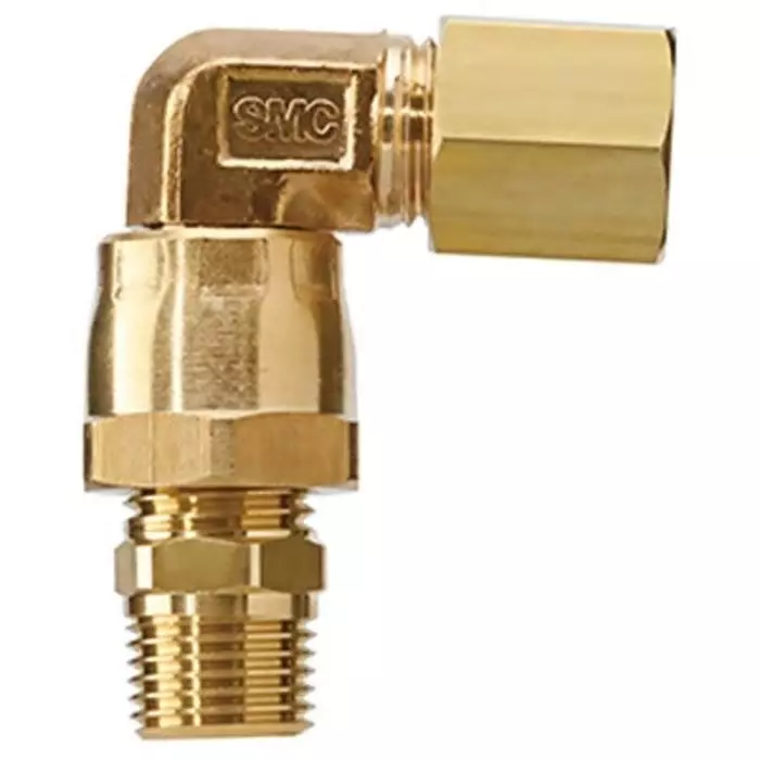 SMC L Series Swivel Elbow, 8 mm to R 1/8, Threaded-to-Tube Connection Style, L08-01 (Pack of 10 )