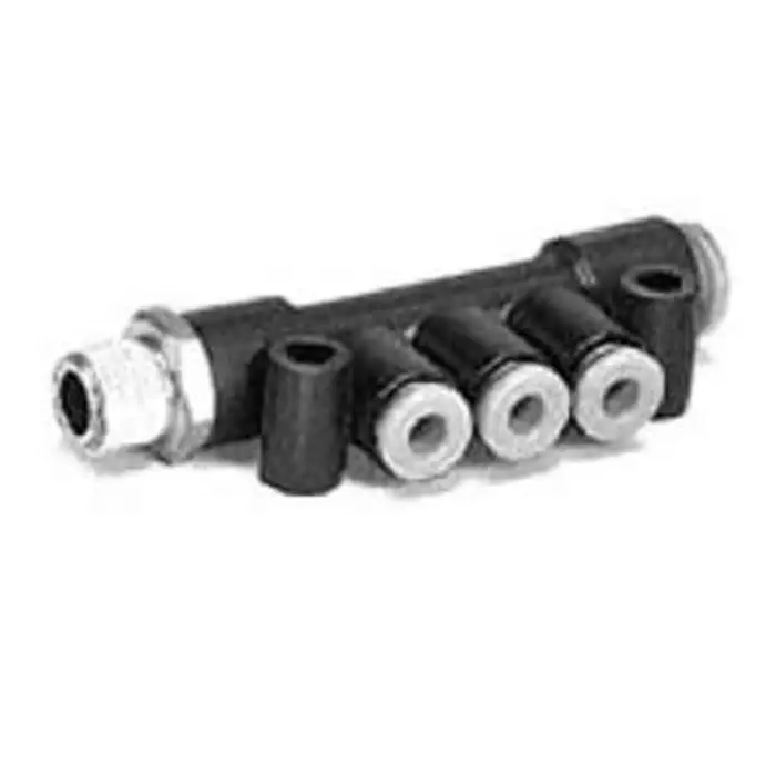 SMC KM14 4 Outlet Pneumatic Manifold Fitting R 1/4 4mm, KM14-06-08-02S-3 (Pack of 5 )