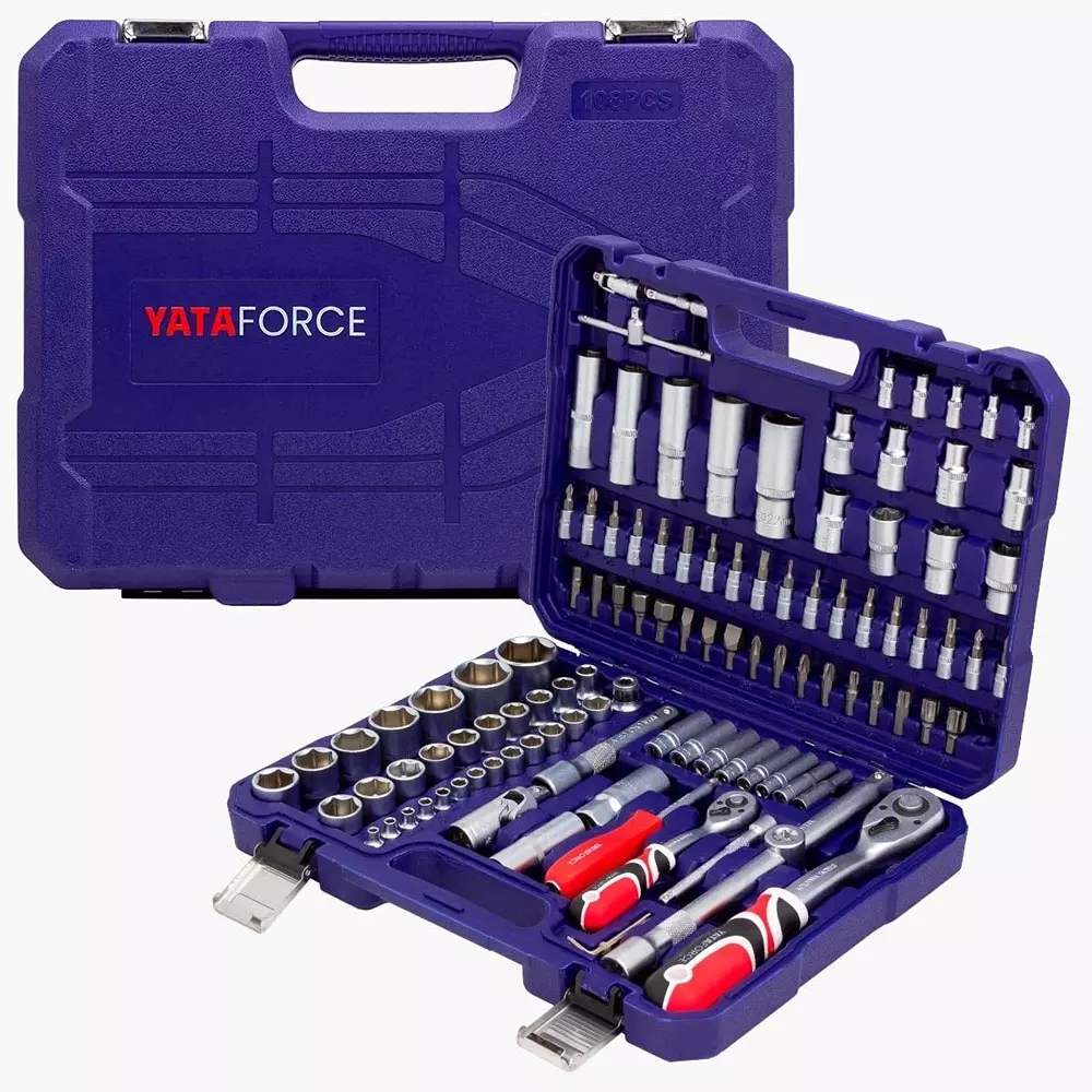 yataforce-108-pcs-socket-kit-with-ratchet-wrenches-chrome-vanadium-steel-12-14-inch-127-635-mm-size-silver-for-home-garage-auto-repairs-use