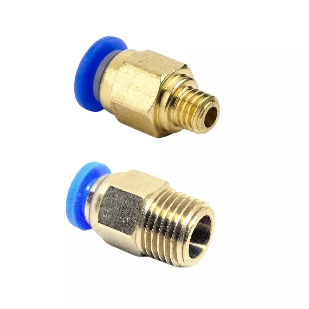 Invento Pneumatic Push Fitting Connector M10 (10 mm) & M6 (6 mm) Thread Size for 4 mm OD Polyurethane or Nylon Tube, PC4-M10 & PC4-M6 (Pack of 5 Kit)