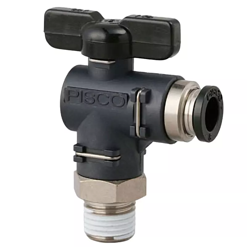 PISCO Ball Valve Elbow 8 mm Dia 0 to 0.9 MPa, BVLC20-0802