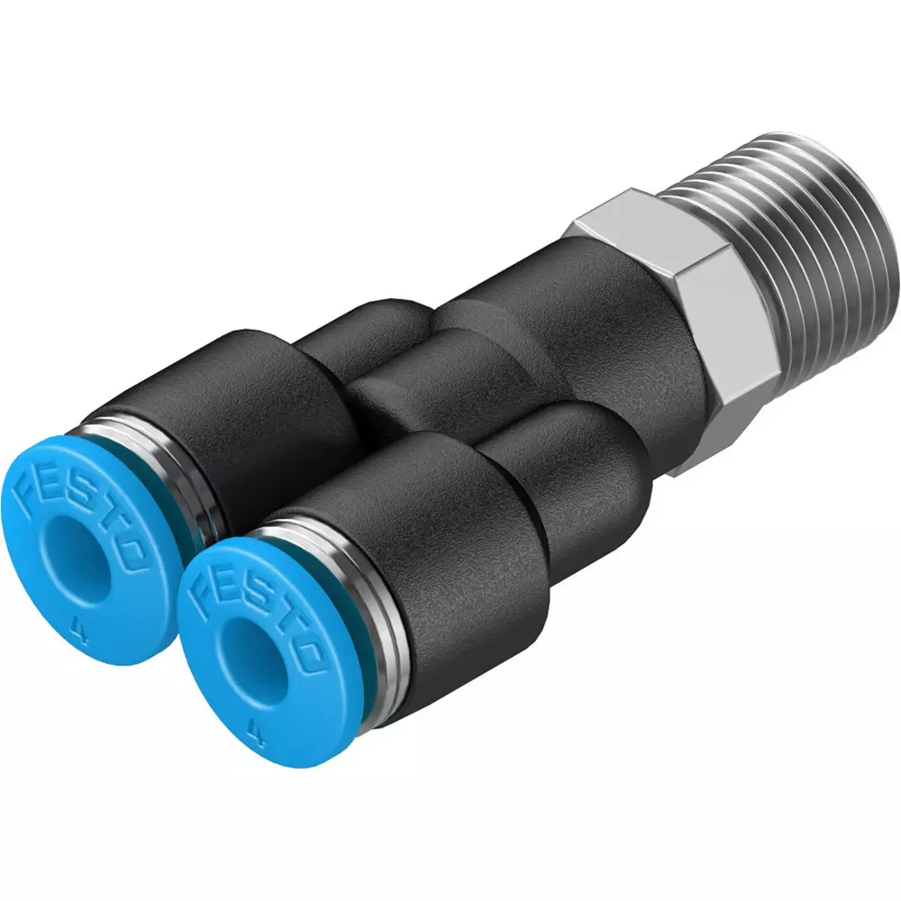 FESTO Push-in Y-Fitting PBT Housing Material 3.1 mm Nominal Size, QSY-1/8-4 (Pack of 10)