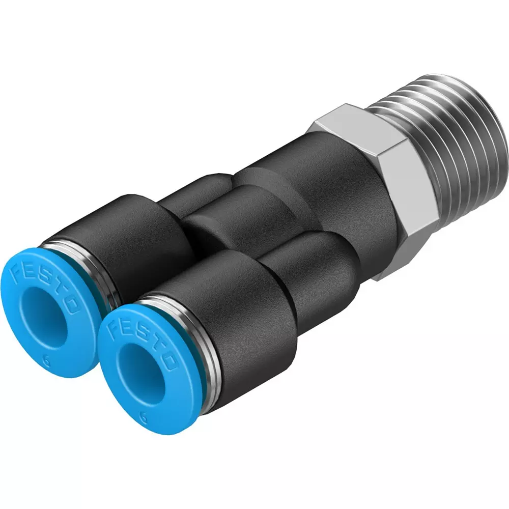 FESTO Push-in Y-Fitting PBT Housing Material 4.8 mm Nominal Size, QSY-1/4-6 (Pack of 10)