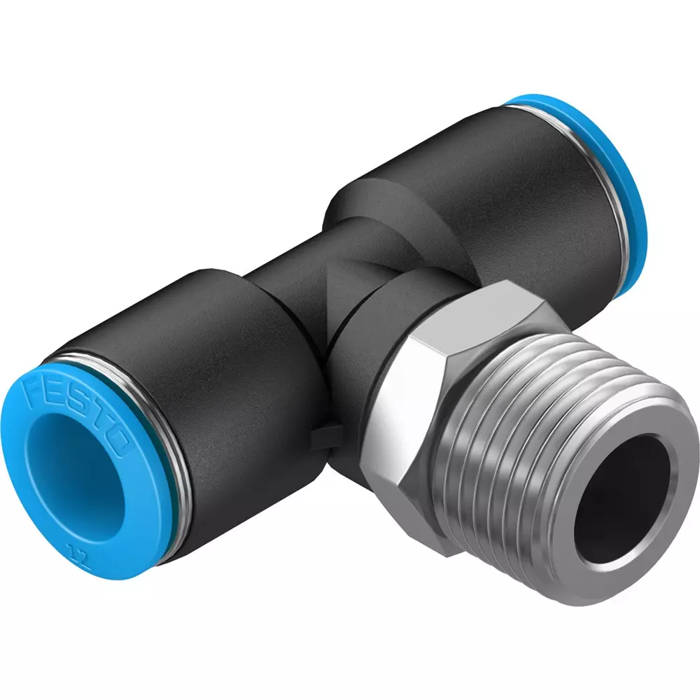 FESTO Push-in T-Fitting PBT Housing Material 10.3 mm Nominal Size, QST-1/2-12 (Pack of 10)