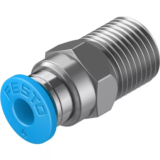FESTO Push-in Fitting Brass, Nickel-Plated Housing Material 3 mm Nominal Size, QS-1/8-4-100 (Pack of 10)