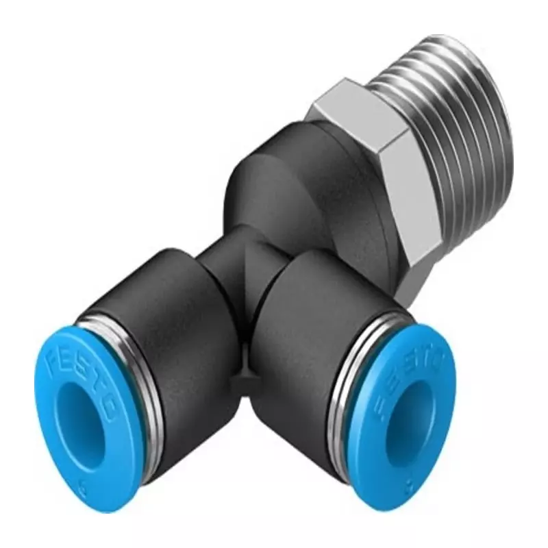 Festo T Fitting QSTL R 1/4 Male Connector A Threaded-to-Tube, QSTL-1/4-6 (Bag of 10 Pcs)
