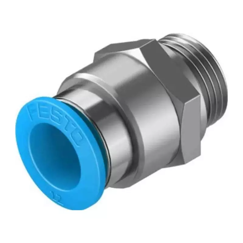 Festo Straight Threaded Adaptor QS G 3/8 Male Connector A Threaded-to-Tube, QS-G3/8-12-20 (Bag of 20 Pcs)