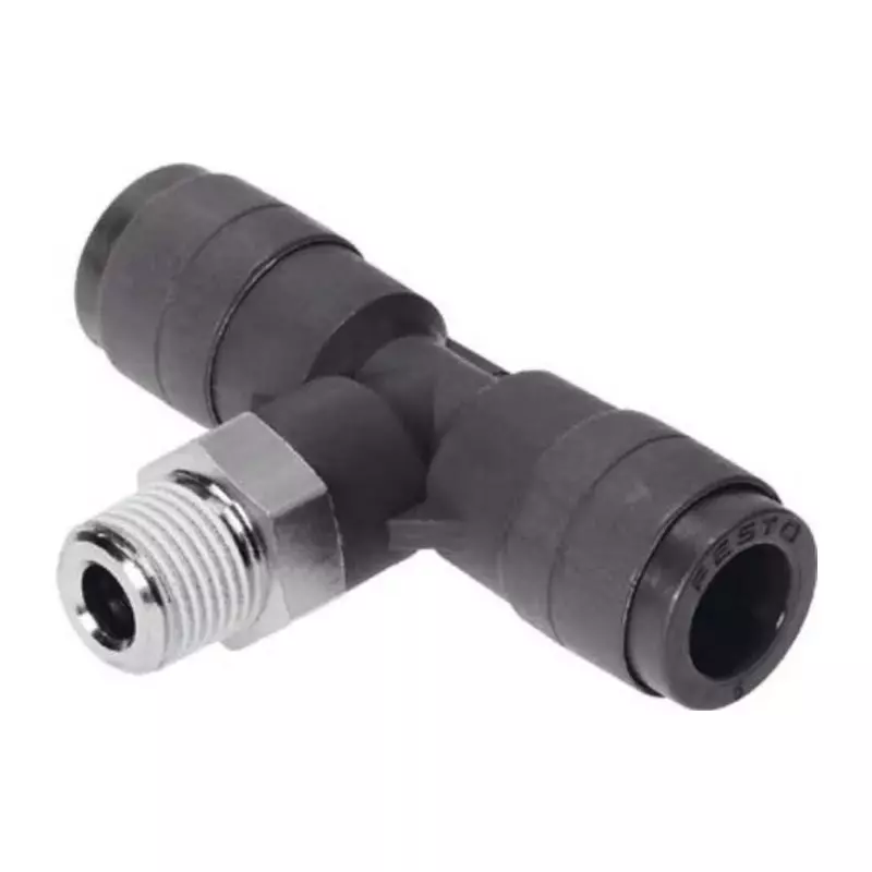 Festo Tee Threaded Adaptor Push In 8 mm Connector A Threaded-to-Tube, QST-V0-3/8-8 (Pack of 10 Pcs)
