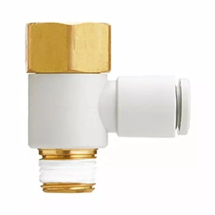 SMC KQ2 Series Elbow Fitting, 8 mm to Rc 1/4 Female, Threaded-to-Tube Connection Style, KQ2VF08-02AS