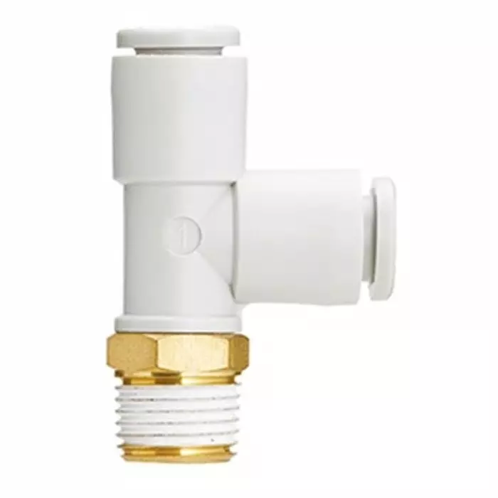 SMC KQ2 Series T Fitting, 10 mm to R 1/2 Male, Threaded-to-Tube Connection Style, KQ2Y10-04AS